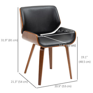 Dining Chairs Set of 2, PU Leather Kitchen Chairs with Upholstered Seats and Solid Wood Legs for Dining Room, Black