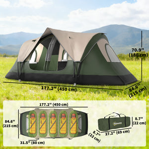 Camping Tent for 6 Man with 2000mm Waterproof Rainfly and Carry Bag for Fishing Hiking Festival, Dark Green – view 2