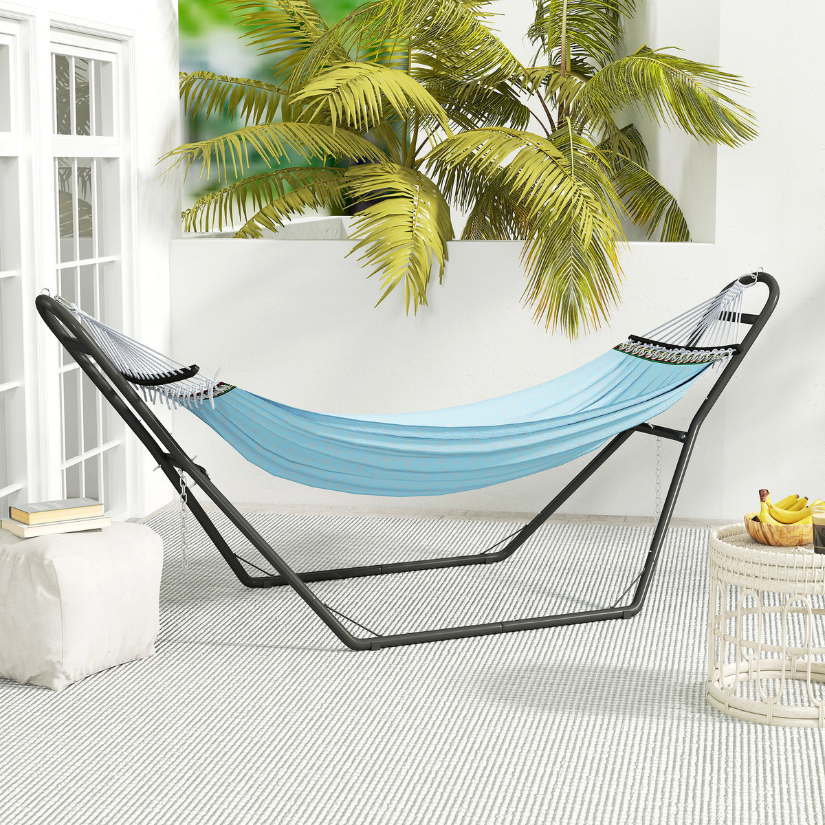 Hammock Stand with Adjustable Height Steel Frame for 0.8" -1.2" Person 109.4" Black