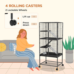 Rolling Small Animal Cage 34"H Chinchilla Cage for Ferrets, Squirrels w/ Removable Tray, Storage Shelf – view 19