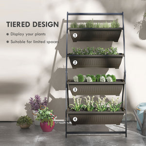 5-Tier Vertical Raised Garden Planter with 5 Boxes, Wheels, Outdoor Plant Stand for Vegetable Flowers, Brown – view 10