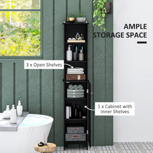 Tall Bathroom Storage Cabinet, Freestanding Linen Tower with 3-Tier Open Adjustable Shelf, White – view 10