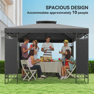 10 x 10 FT Canopy Gazebo, Double Roof Patio Gazebo with Screen Panels and Metal Frame for Deck, Backyard – view 19