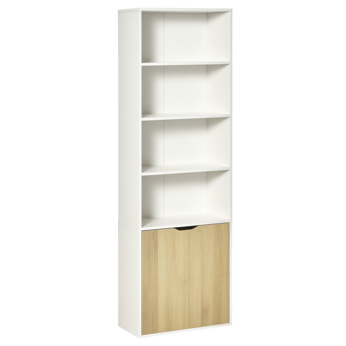 4-Tier Open Bookshelf with Doors Modern Home Office Bookcase Storage Cabinet for Living Room Bathroom