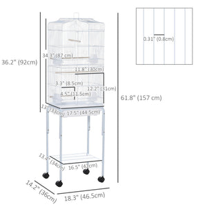 62" Rolling Bird Cage Cockatoo House Play Top Finch Pet Supply with Storage Shelf, Wheels - Black – view 9