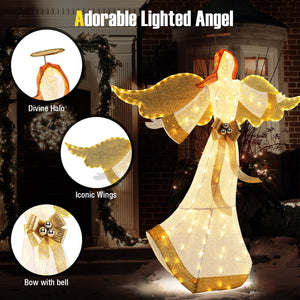 5.2 Feet Christmas Pre-Lit Angel with Halo Wings and 180 Warm White LED Lights view 6