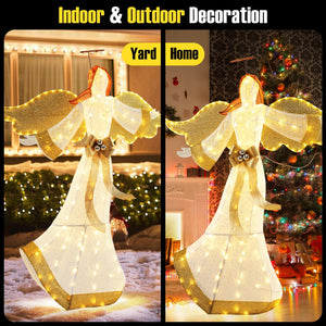 5.2 Feet Christmas Pre-Lit Angel with Halo Wings and 180 Warm White LED Lights view 7