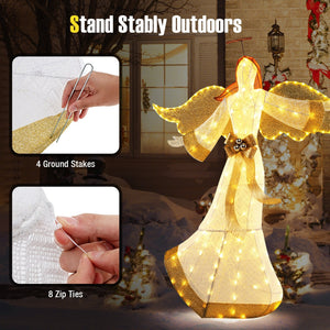 5.2 Feet Christmas Pre-Lit Angel with Halo Wings and 180 Warm White LED Lights view 9