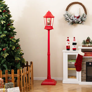 5.3 Feet Musical Christmas Street Lamp with 60 Warm White LED Lights-Red view 2