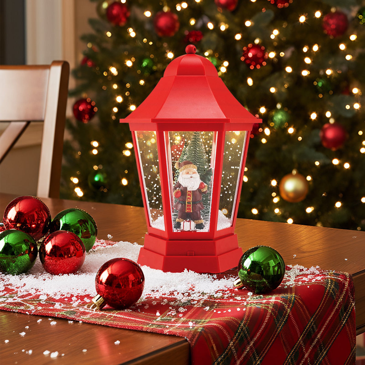 5.3 Feet Musical Christmas Street Lamp with 60 Warm White LED Lights-Red view 3
