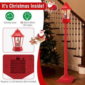 5.3 Feet Musical Christmas Street Lamp with 60 Warm White LED Lights-Red view 7