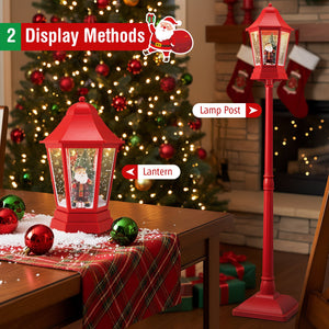 5.3 Feet Musical Christmas Street Lamp with 60 Warm White LED Lights-Red view 9