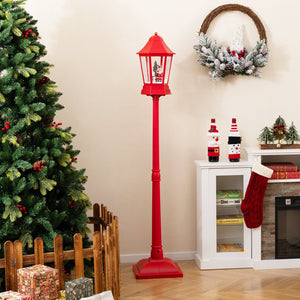 5.3 Feet Musical Christmas Street Lamp with Blowing Snow and LED Lights-Red view 2