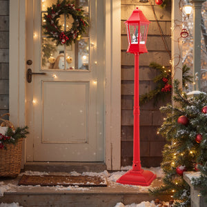 5.3 Feet Musical Christmas Street Lamp with Blowing Snow and LED Lights-Red view 3