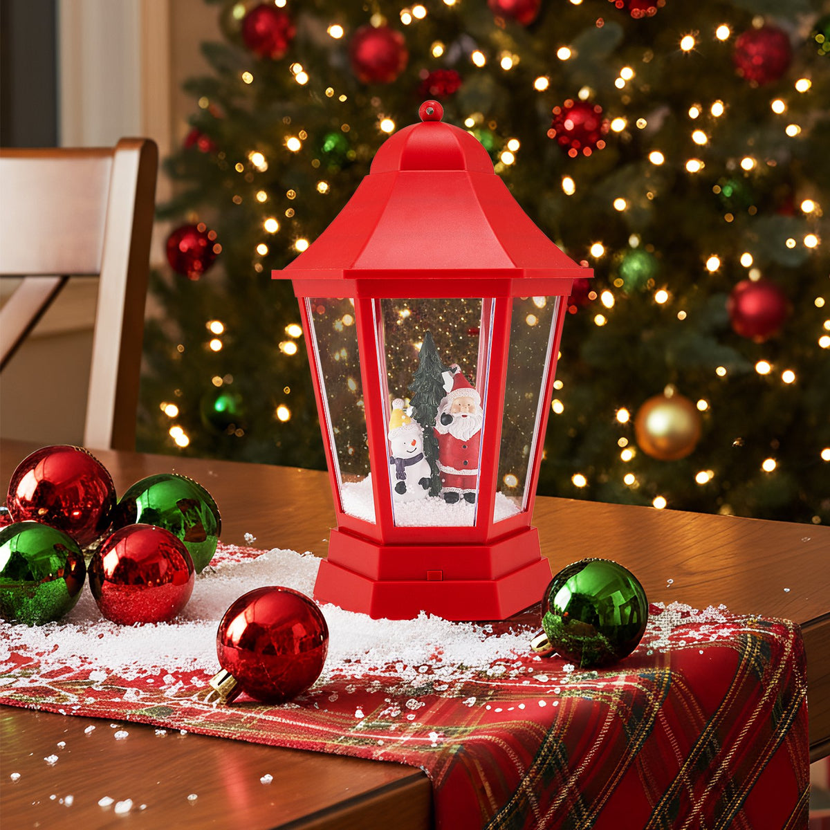 5.3 Feet Musical Christmas Street Lamp with Blowing Snow and LED Lights-Red view 6
