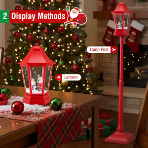 5.3 Feet Musical Christmas Street Lamp with Blowing Snow and LED Lights-Red view 7
