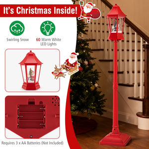 5.3 Feet Musical Christmas Street Lamp with Blowing Snow and LED Lights-Red view 8