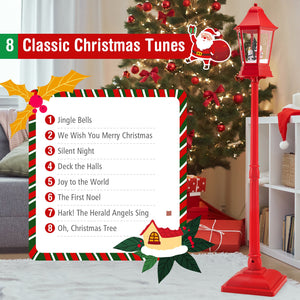 5.3 Feet Musical Christmas Street Lamp with Blowing Snow and LED Lights-Red view 9