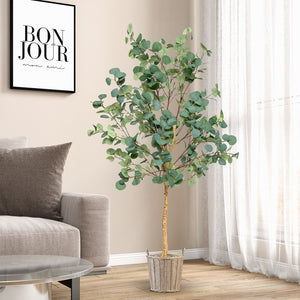 5.5 Feet Artificial Eucalyptus Tree with 517 Silver Dollar Leaves-2 Peice view 2