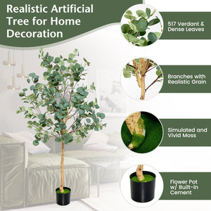 5.5 Feet Artificial Eucalyptus Tree with 517 Silver Dollar Leaves-2 Peice view 7