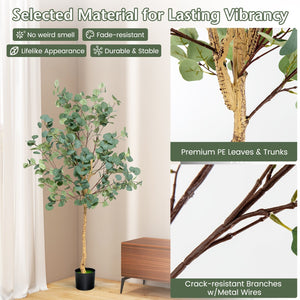 5.5 Feet Artificial Eucalyptus Tree with 517 Silver Dollar Leaves-2 Peice view 9