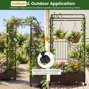 5.5 FT Self-Watering Planter Boxes with Lattice Trellis and Roof-Brown view 9