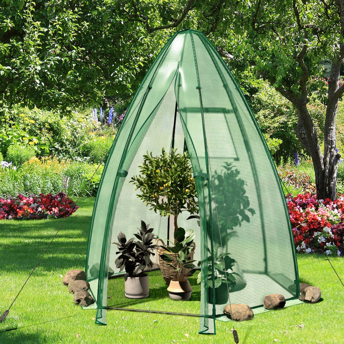 5.5 x 5.5 x 6 Feet Portable Mini Greenhouse with All-Weather PE Cover view 2