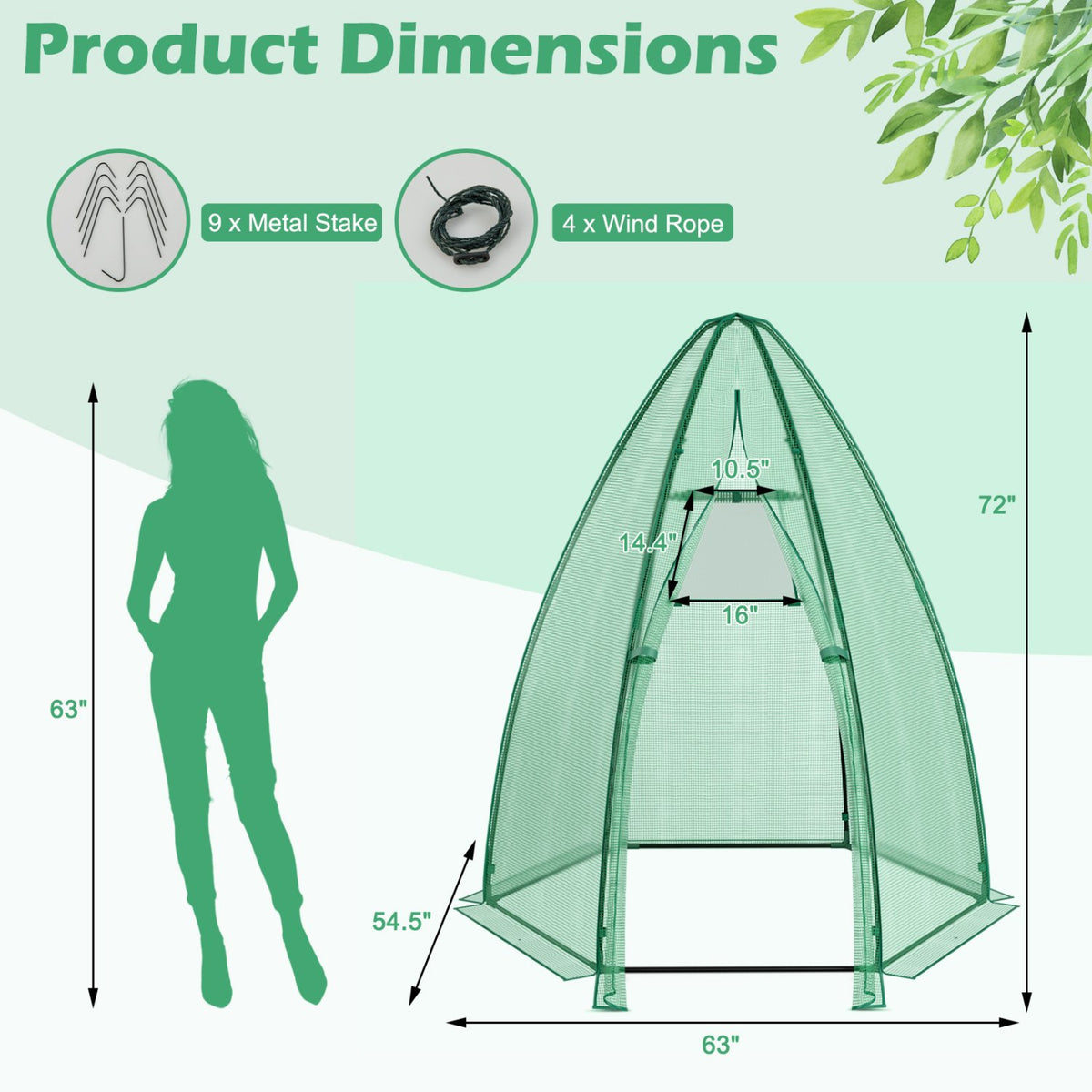 5.5 x 5.5 x 6 Feet Portable Mini Greenhouse with All-Weather PE Cover view 5