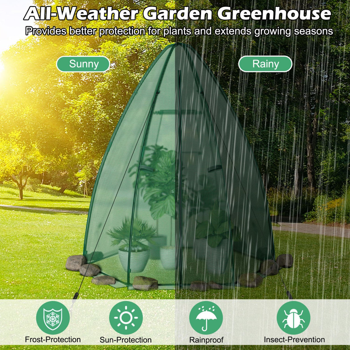 5.5 x 5.5 x 6 Feet Portable Mini Greenhouse with All-Weather PE Cover view 7