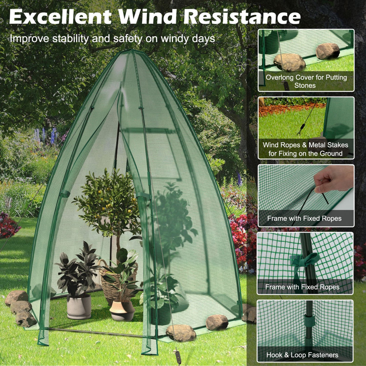 5.5 x 5.5 x 6 Feet Portable Mini Greenhouse with All-Weather PE Cover view 9