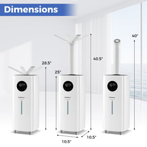 5.5Gal Humidifier with 360° Nozzles and Wheels for Large Room-White view 3