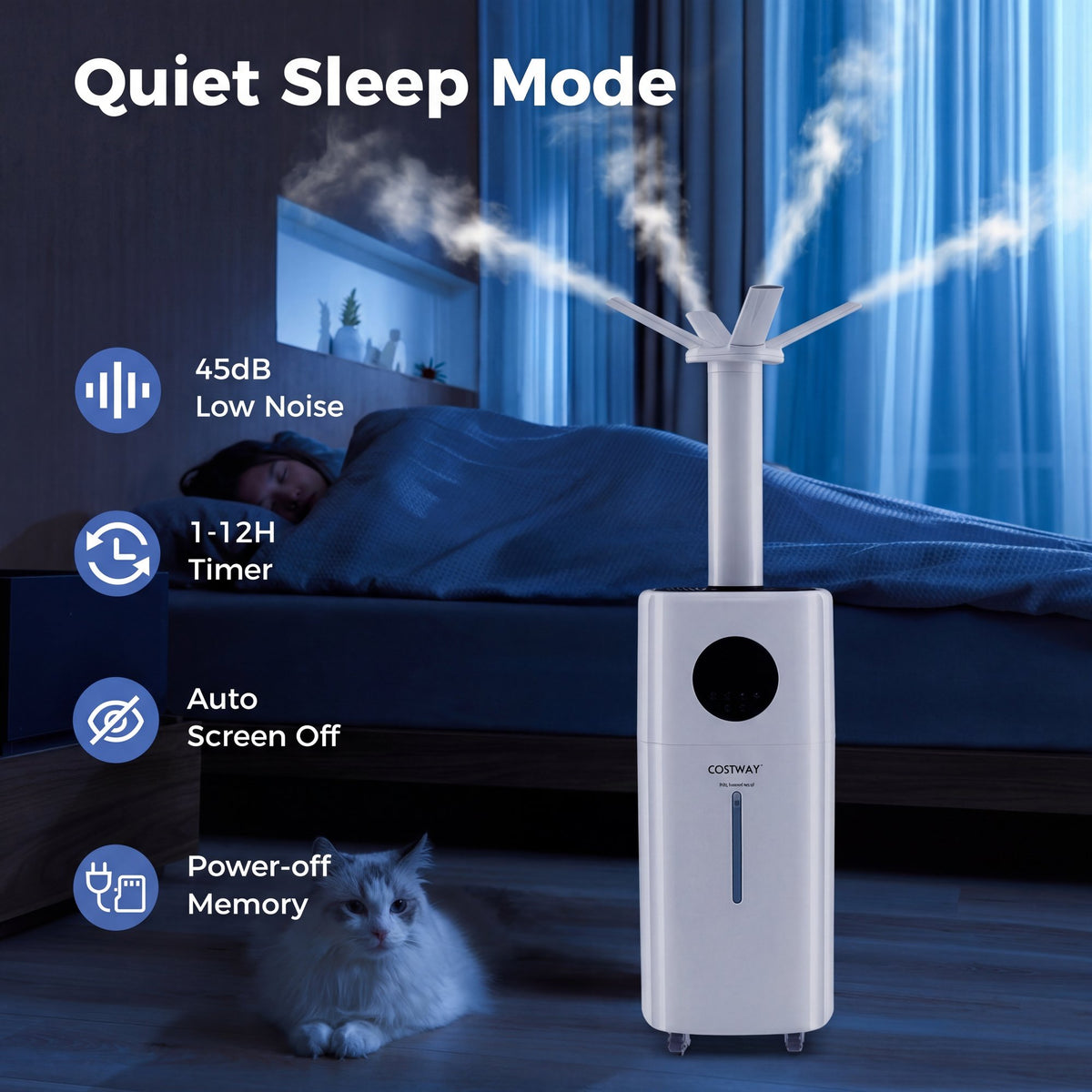 5.5Gal Humidifier with 360° Nozzles and Wheels for Large Room-White view 4