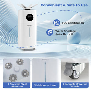 5.5Gal Humidifier with 360° Nozzles and Wheels for Large Room-White view 5