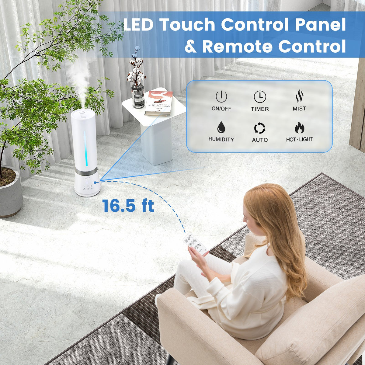 5.5L Cool Mist Humidifiers with Remote Control and 12 Hours Timer view 2