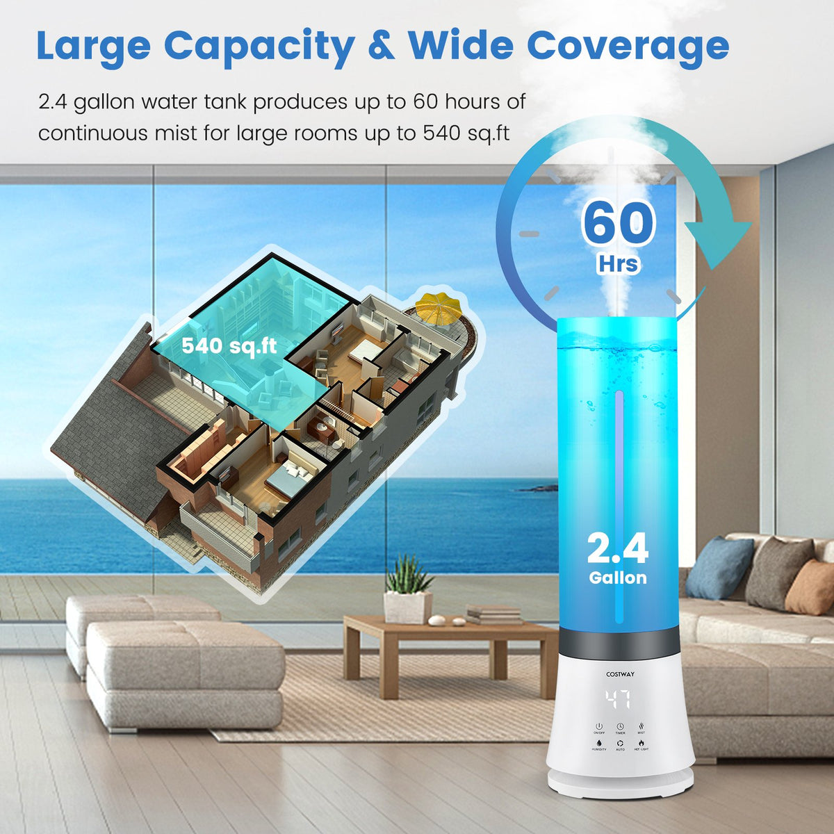 5.5L Cool Mist Humidifiers with Remote Control and 12 Hours Timer view 5