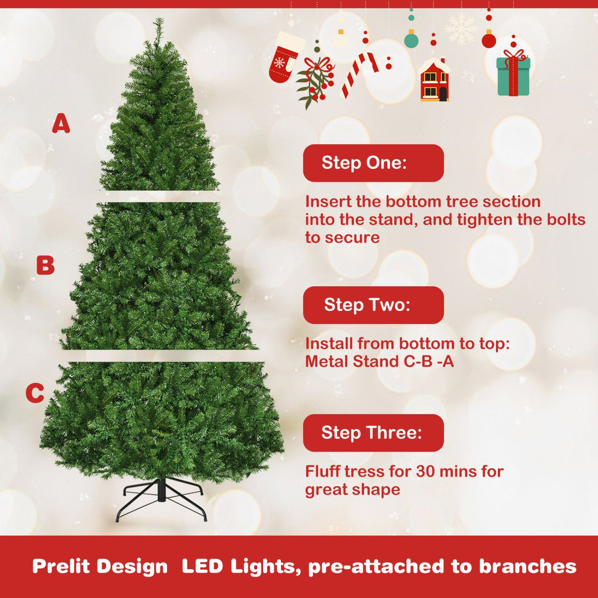 Artificial Premium Hinged Christmas Tree-8 Feet view 9