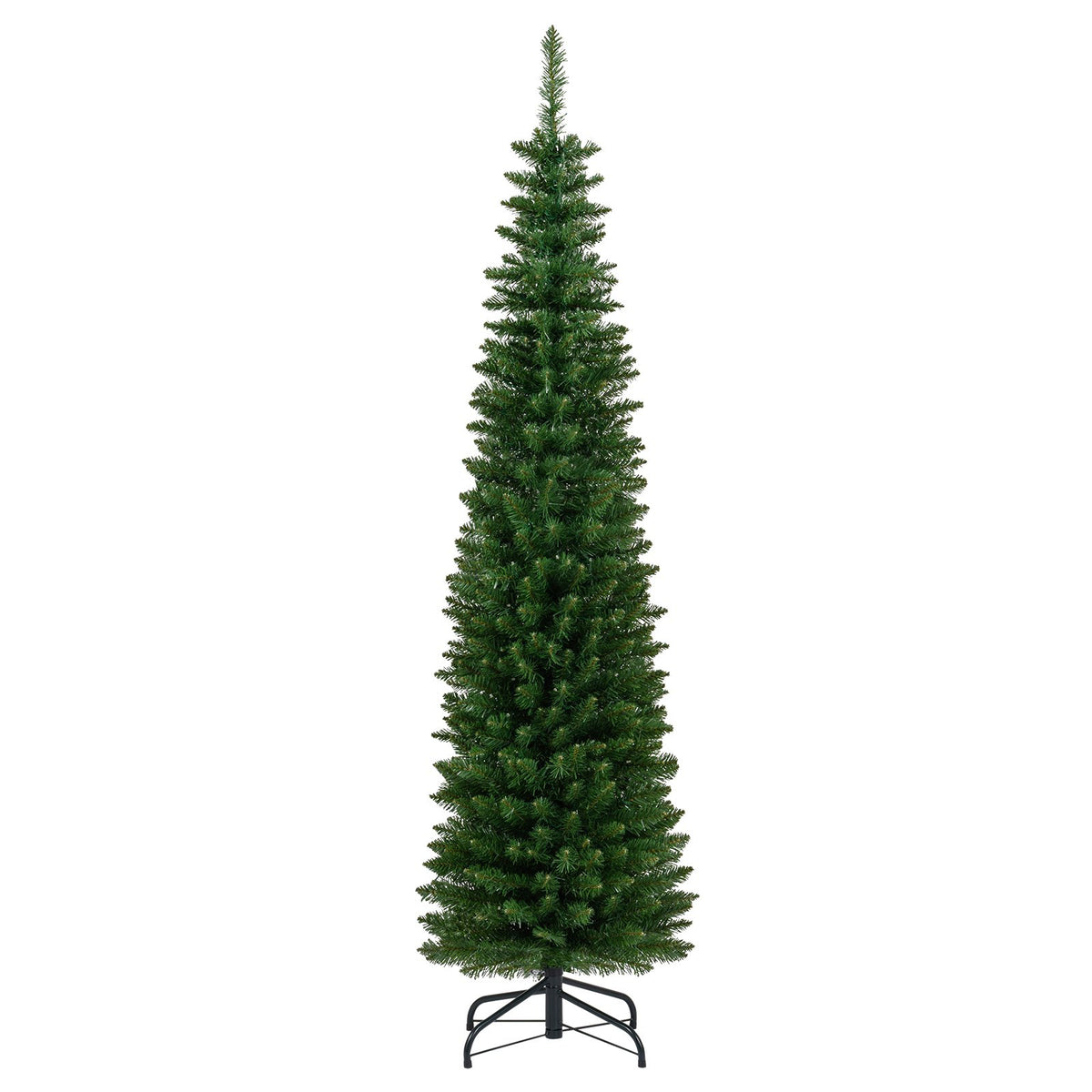 5/6/7/8/9 Feet Pre-lit Pencil Artificial Christmas Tree with 150/180/200//300/400 Warm White LED Lights-6 ft view 4