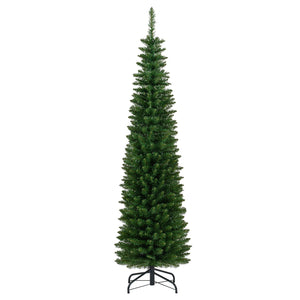 5/6/7/8/9 Feet Pre-lit Pencil Artificial Christmas Tree with 150/180/200//300/400 Warm White LED Lights-6 ft view 4