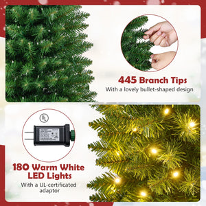 5/6/7/8/9 Feet Pre-lit Pencil Artificial Christmas Tree with 150/180/200//300/400 Warm White LED Lights-6 ft view 7