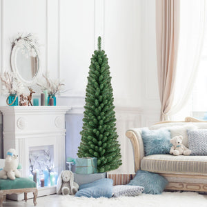 5/6/7/8 Feet Pencil Christmas Tree with 295/392/523/671 Memory Wire Branch Tips and Upgraded Metal Stand-5 feet view 2