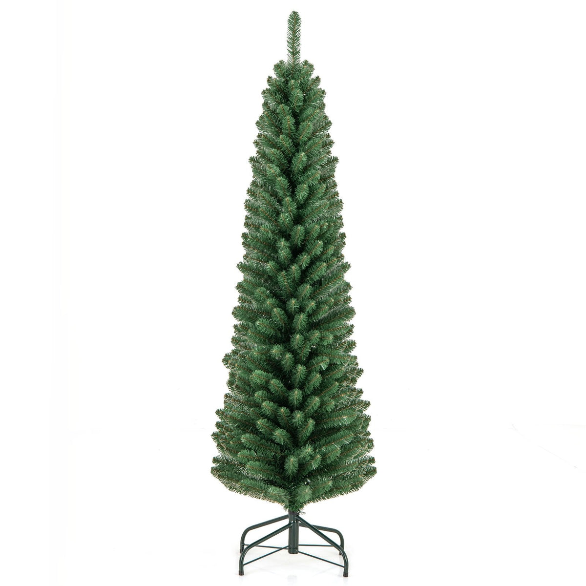 5/6/7/8 Feet Pencil Christmas Tree with 295/392/523/671 Memory Wire Branch Tips and Upgraded Metal Stand-5 feet view 4