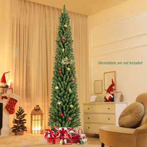 5/6/7/8 Feet Pencil Christmas Tree with 295/392/523/671 Memory Wire Branch Tips and Upgraded Metal Stand-8 ft view 2
