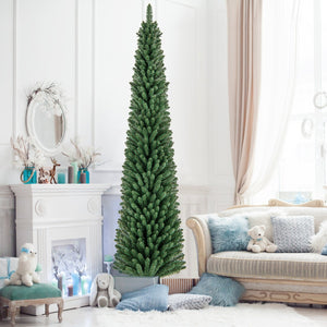 5/6/7/8 Feet Pencil Christmas Tree with 295/392/523/671 Memory Wire Branch Tips and Upgraded Metal Stand-8 ft view 3