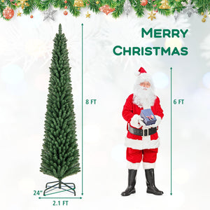5/6/7/8 Feet Pencil Christmas Tree with 295/392/523/671 Memory Wire Branch Tips and Upgraded Metal Stand-8 ft view 5