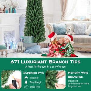 5/6/7/8 Feet Pencil Christmas Tree with 295/392/523/671 Memory Wire Branch Tips and Upgraded Metal Stand-8 ft view 7