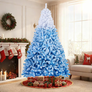 5/6/7/8 FT Artificial Christmas Tree with Warm White LED Lights and 8 Modes-8 Feet view 2