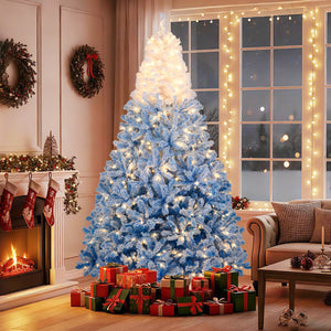 5/6/7/8 FT Artificial Christmas Tree with Warm White LED Lights and 8 Modes-8 Feet view 3