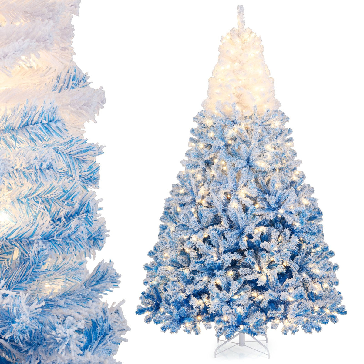 5/6/7/8 FT Artificial Christmas Tree with Warm White LED Lights and 8 Modes-8 Feet view 4