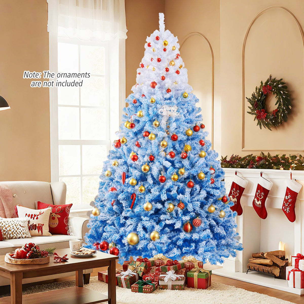 5/6/7/8 FT Artificial Christmas Tree with Warm White LED Lights and 8 Modes-8 Feet view 6