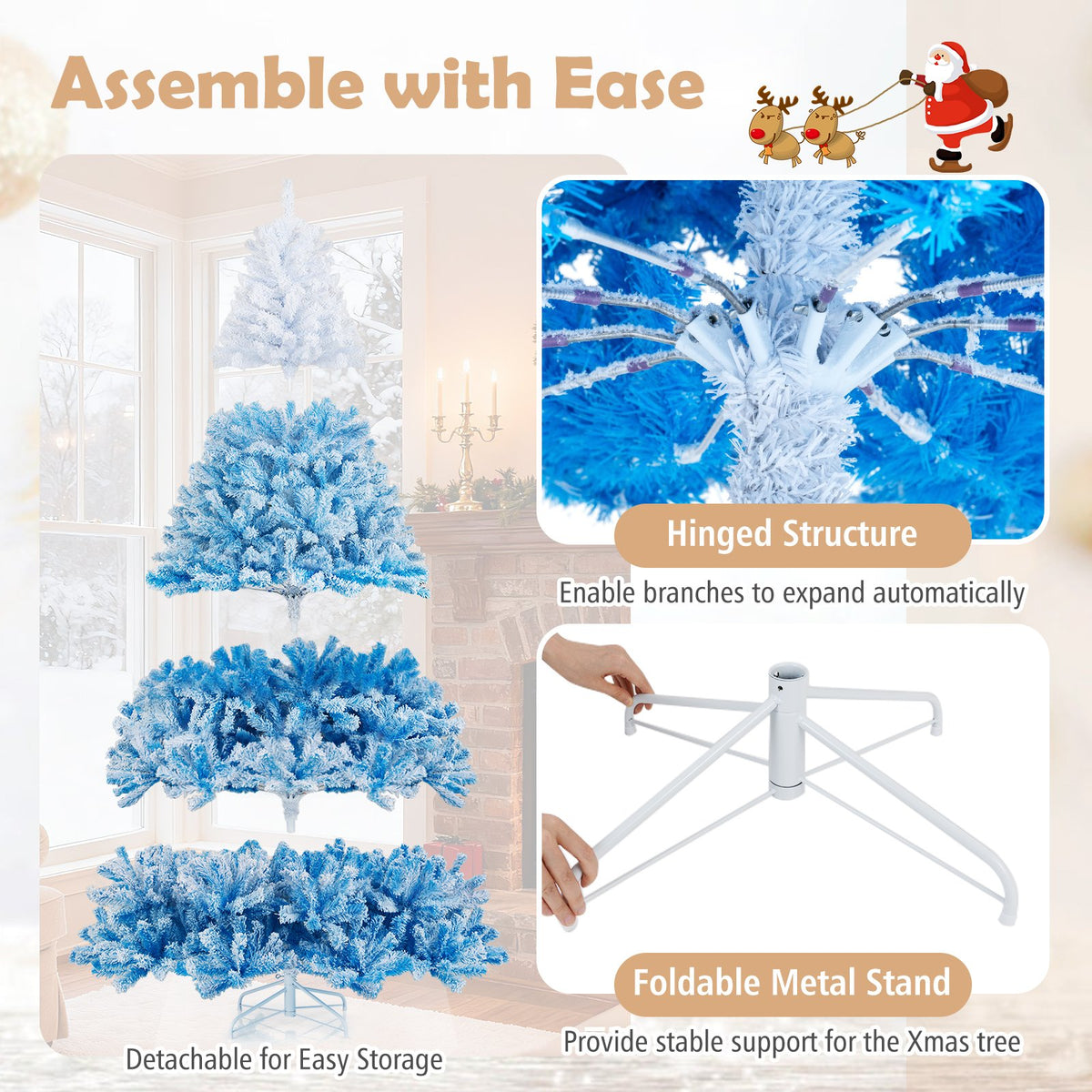 5/6/7/8 FT Artificial Christmas Tree with Warm White LED Lights and 8 Modes-8 Feet view 9